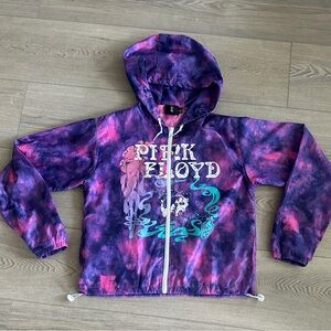 Pink Floyd Tie Dye Windbreaker Hoodie Jacket Pink & Purple Sz M